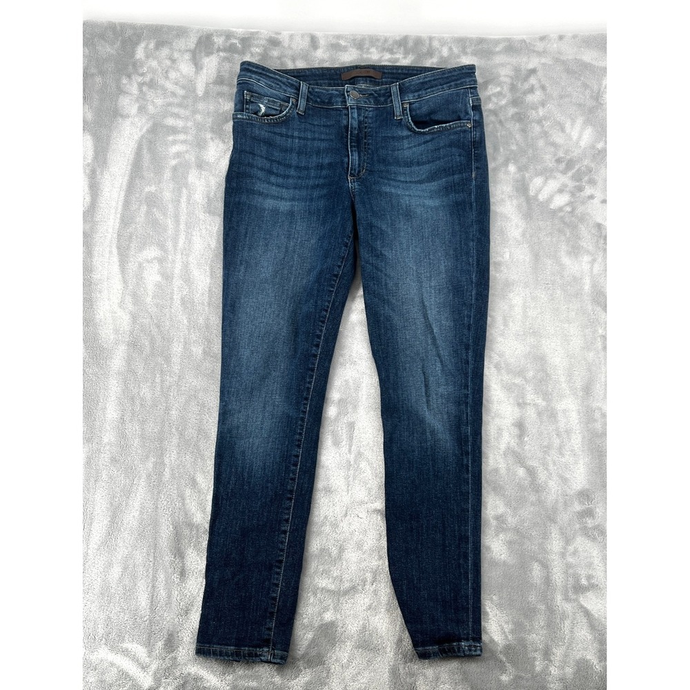 Joe's Jeans Rolled Crop Women W30 Blue Distressed Stretch Denim Mid Rise